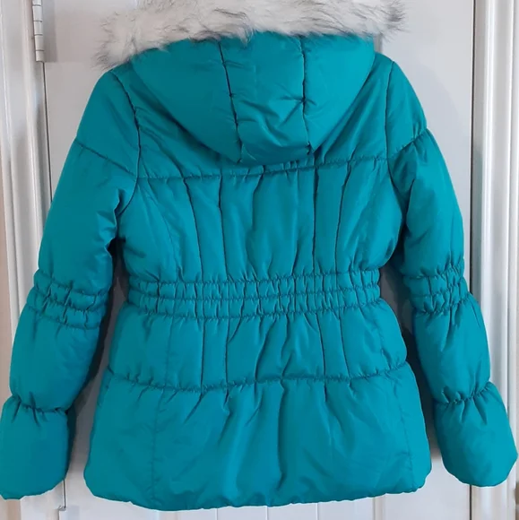 NWT, LONDON FOG, Girl's Large, Faux Fur, Hooded Puffer